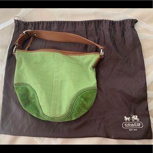 Coach Green Canvas & Suede Underarm Purse